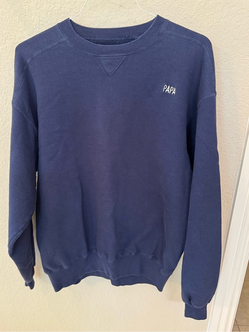L.L. Bean Navy Crewneck Sweatshirt with PAPA Embroidery. Size XLT